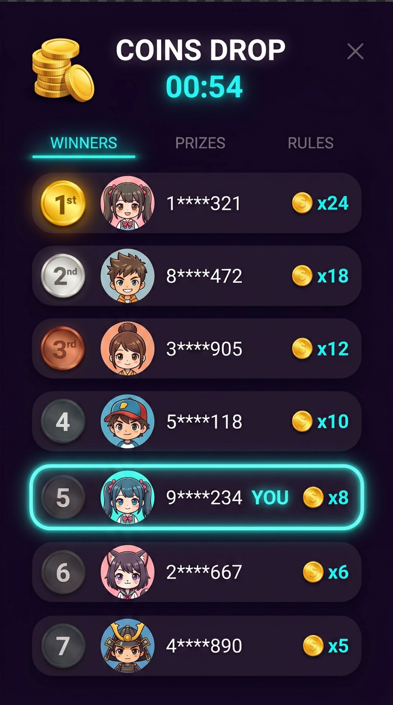 Coins Drop — Winners